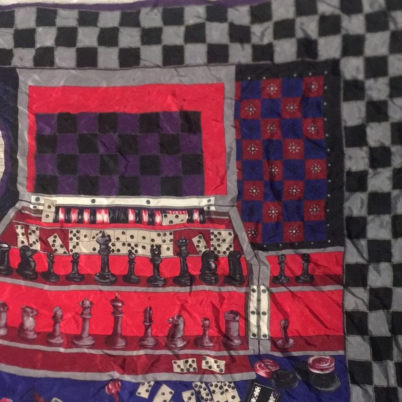Oscar De La Renta Chess Board Scarf - Picture 3 of 6